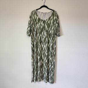 Chicos Dress Womens 3 16 18 Ikat Print Short Sleeve Rayon Blend Pockets Casual